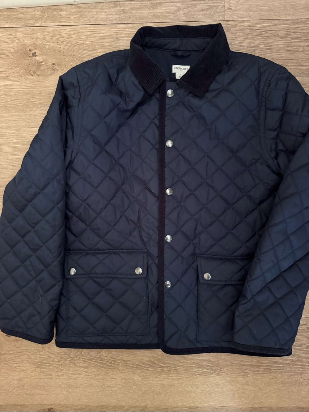 Crewcuts Quilted Navy Barn Field Jacket with Corduroy Collar Large